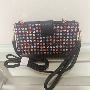 NWT Relic Black Clutch with Gold-Tone Accents